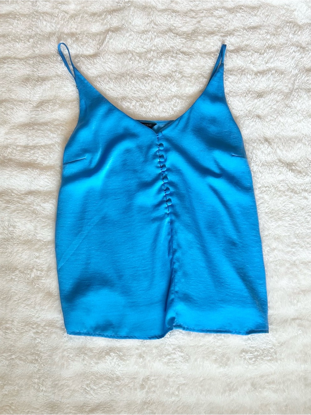 Banana Republic Blue Satin Button Front Cami Tank Top Size S